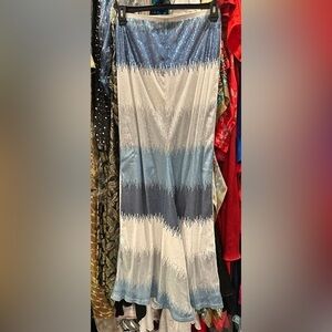 Ombre Wave Sequined Maxi Skirt in white silver and Blue